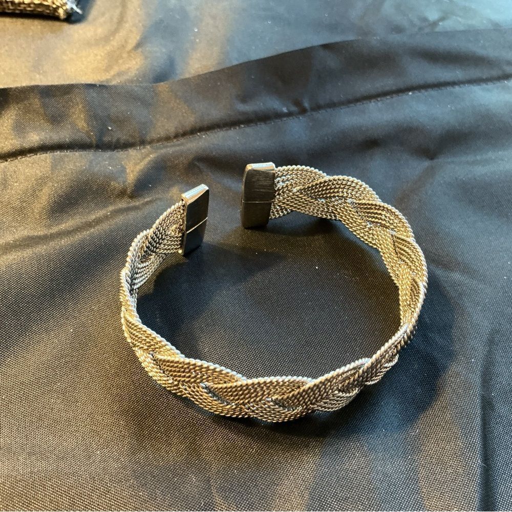 Braided Silver-Tone Bangle Bracelet - Picture 4 of 7